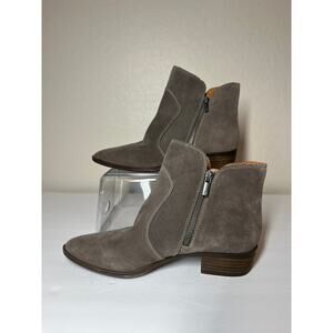 Lucky Brand Tayti Bootie Ankle Boots Western Leather Suede Brown Zipper Size 9.5